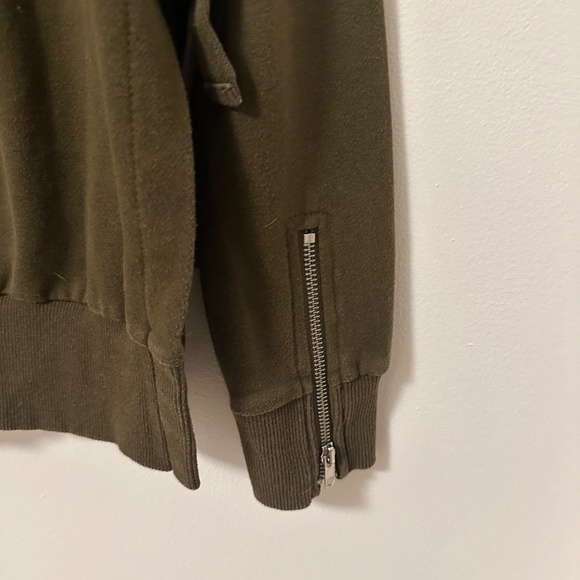 Fate by LFD Olive Green Distressed Sweatshirt with Open Tie Sides | Size Small - Picture 6 of 10